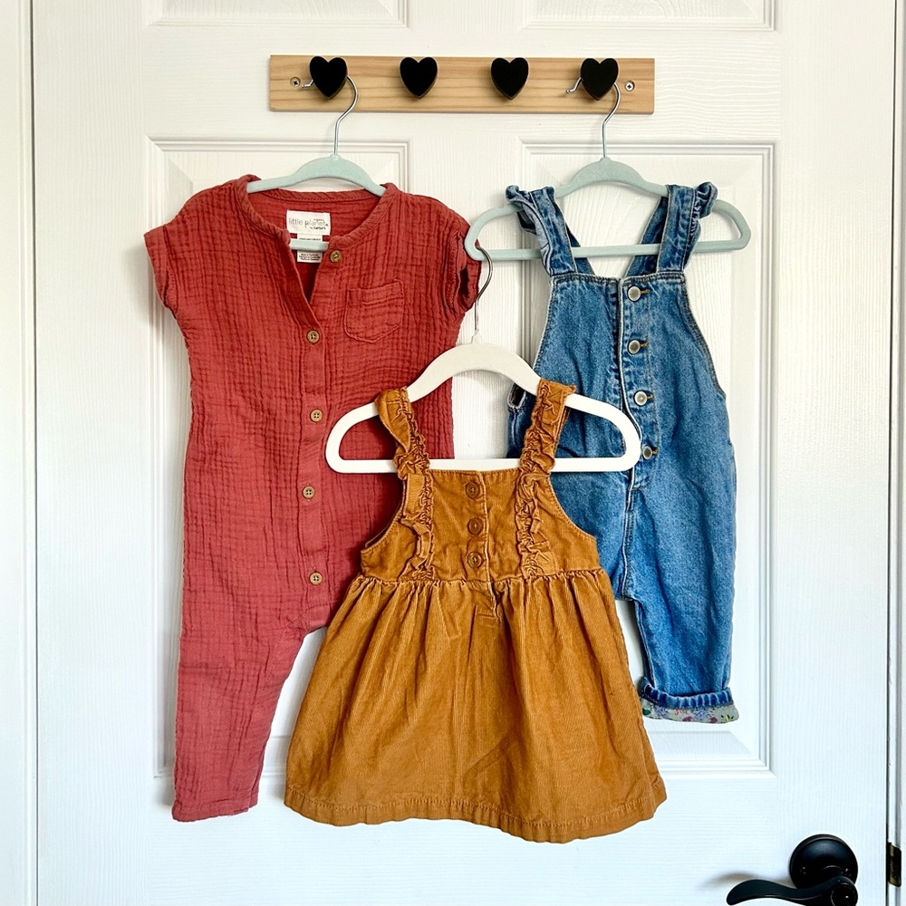 Zara Carters Little Planet Lot Baby Girl Romper Overalls Corduroy Dress 6-9 mo